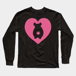 Chinchilla Heart Silhouette for Chinchilla Lovers, Pink Long Sleeve T-Shirt